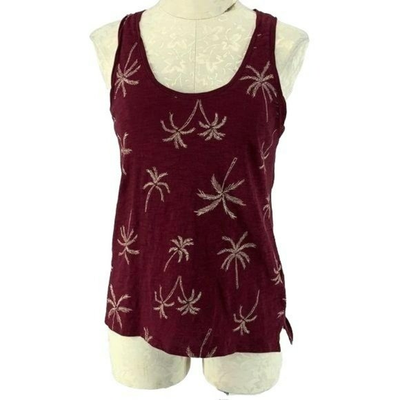 Old Navy Women's Everywhere Red Palm‎ Tree Tank Top Small - Picture 1 of 7